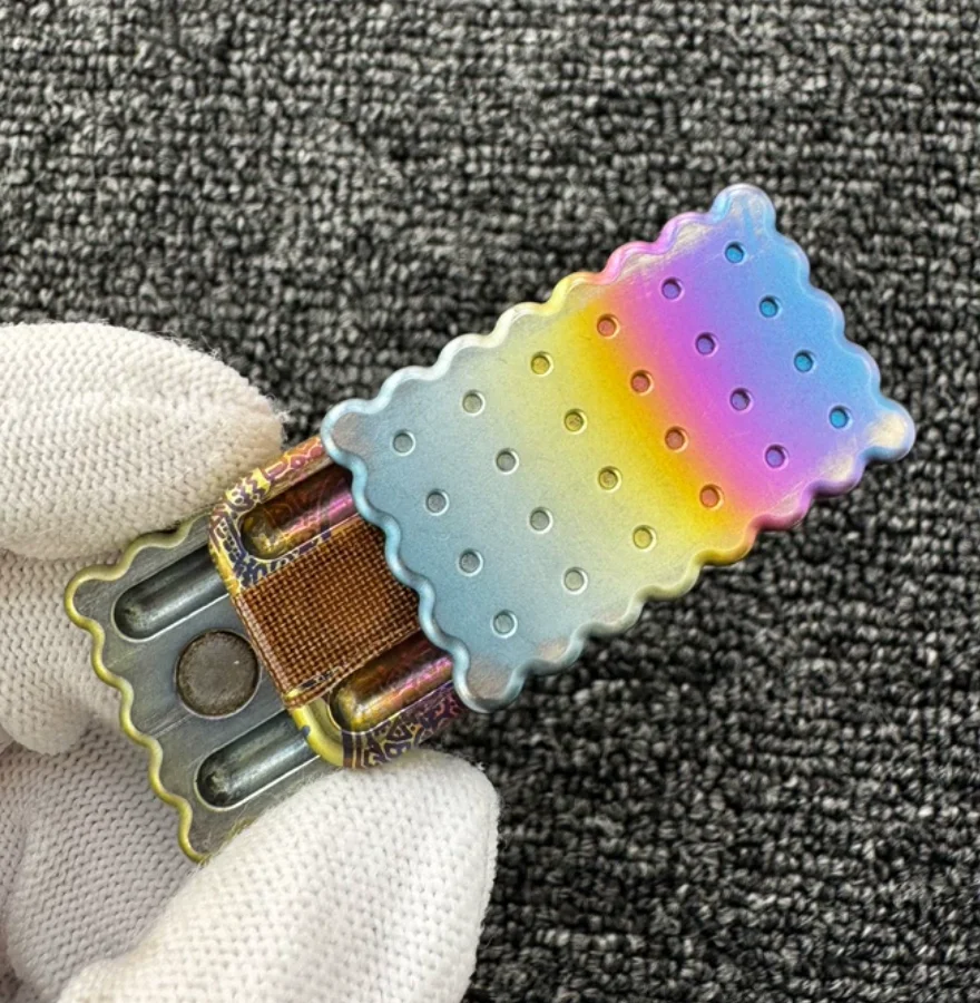 Used EDC Clown Orange Sandwich Biscuit Titanium Color fidget slider decompression toy