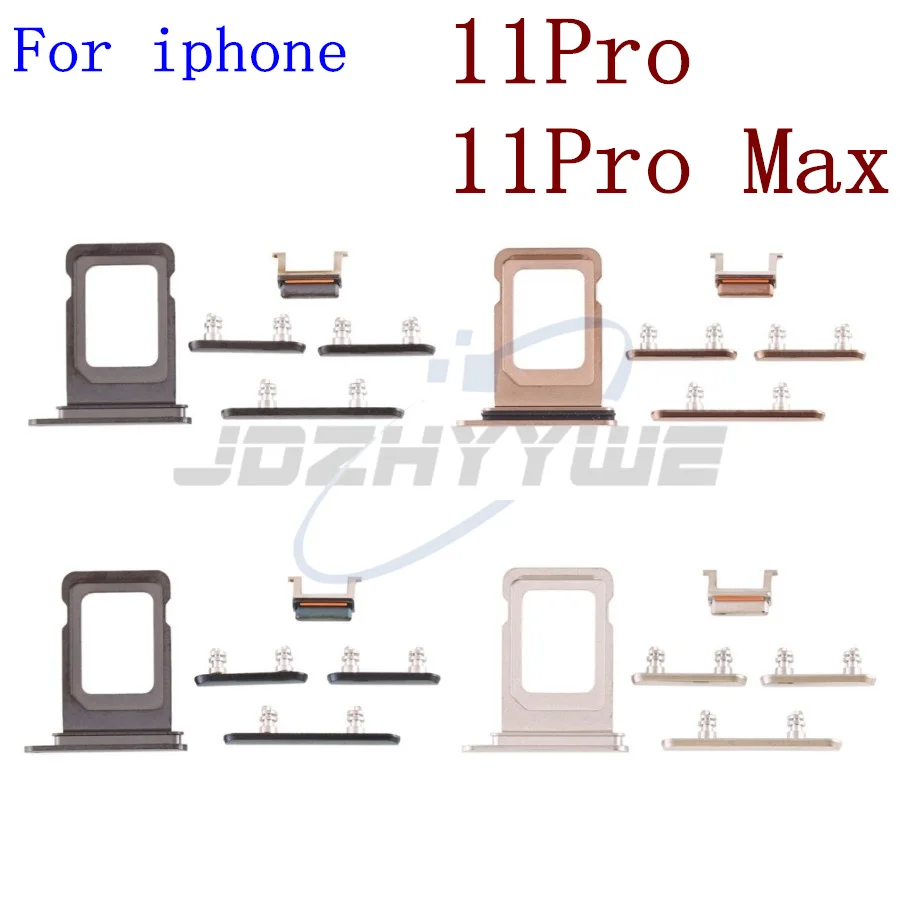 10Set/Lot Outside Side Key Volume Mute Power-On Button SIM Single Double Card Key For Iphone 11 Pro Max Replacement Parts