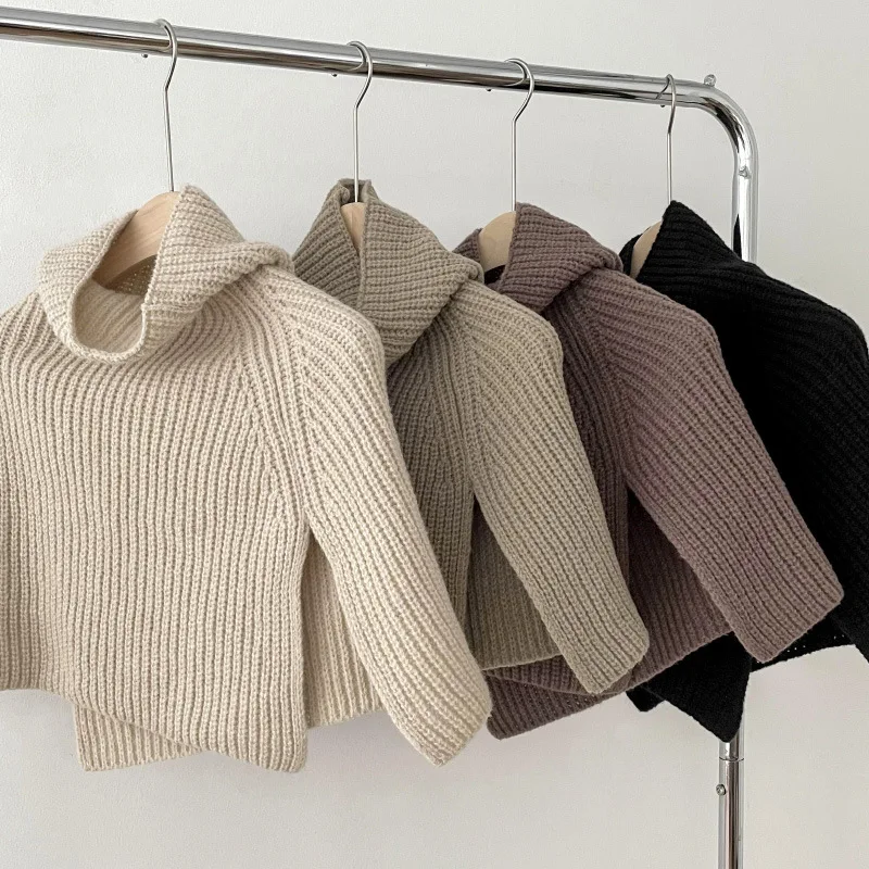 Spring And Autumn Korean Version With Solid Color Warm Head Scarf Neck High Neck Split Scarf Knitted With Wool Knitted Neck