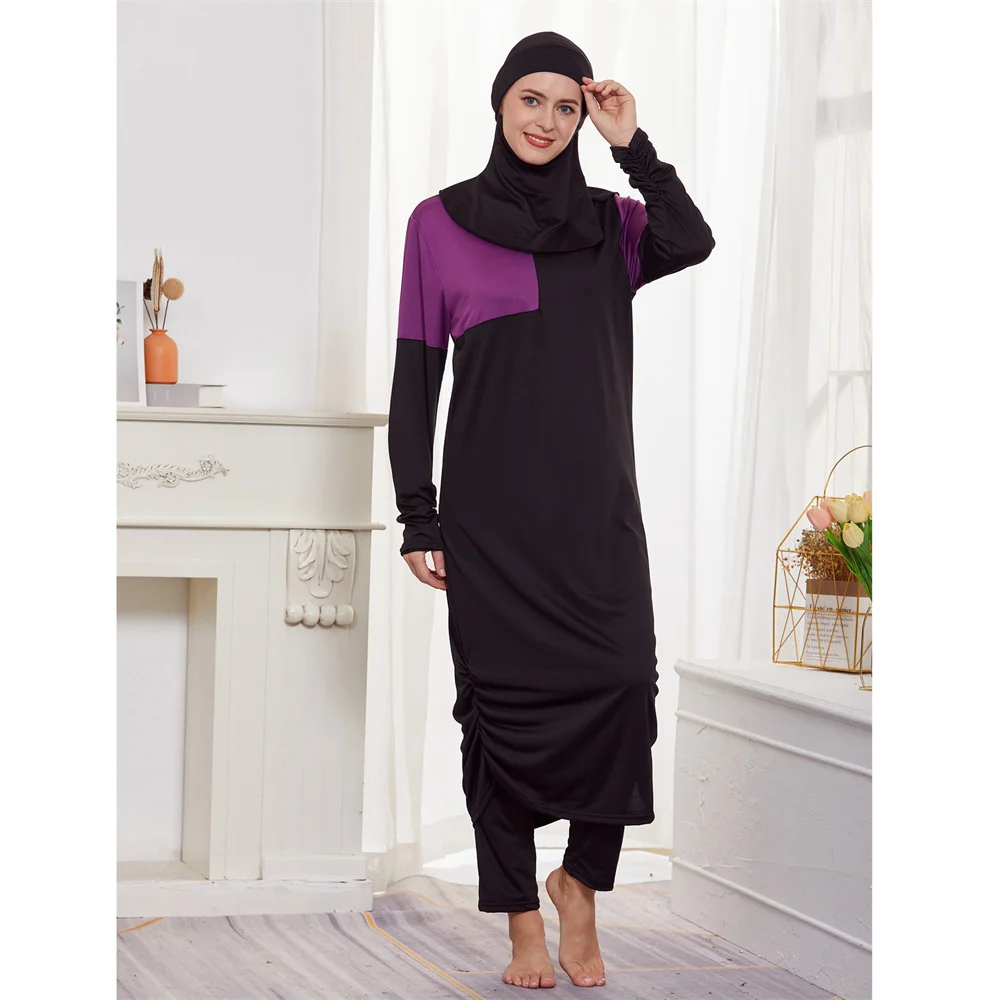 Black Swimsuit Full Cover Burkini Muslim Swimwear Modest Hijab Modest Bathing Suit Islamic Long Sleeve Dress Abaya Pants Set 3pc