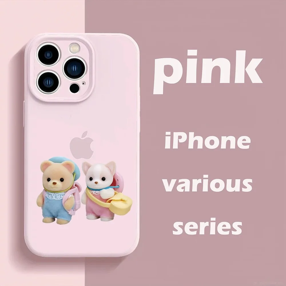 S-Sylvanian Families Phone Case For Iphone 11 13 14 15 16 Pro Max X Xr Xs Max Se2020 12mini Pink Cover Case