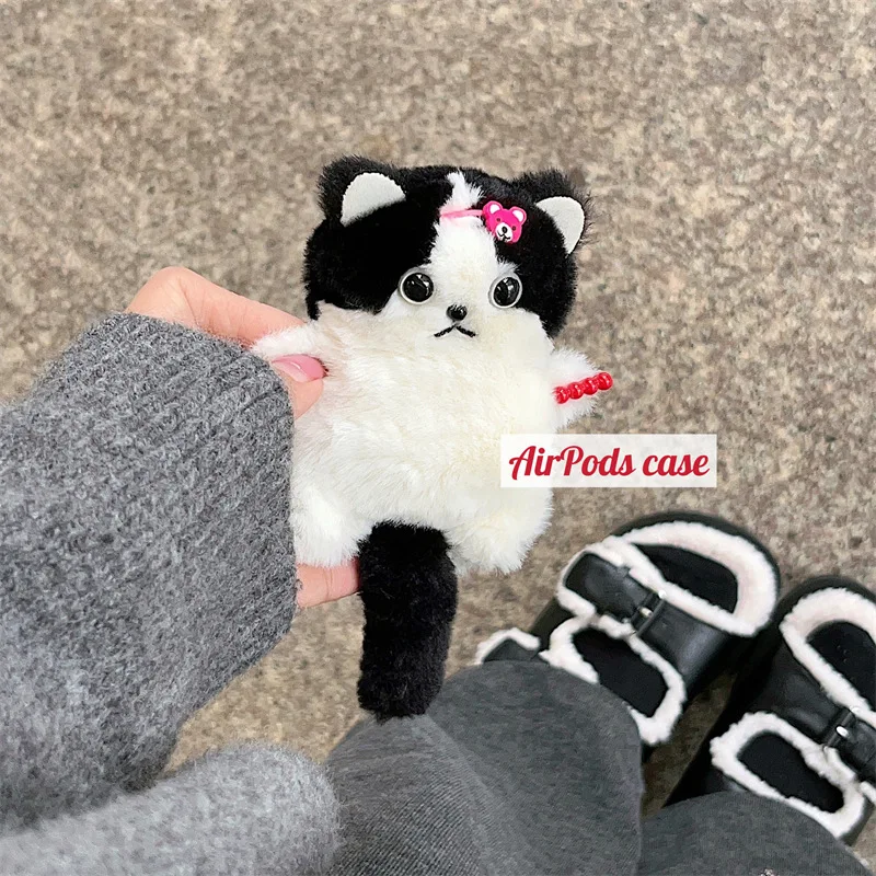 Cute Plush Ice Candy Gourd Kitten Protective Case for Apple AirPods1, 2, 3Pro, Winter, New, 2025