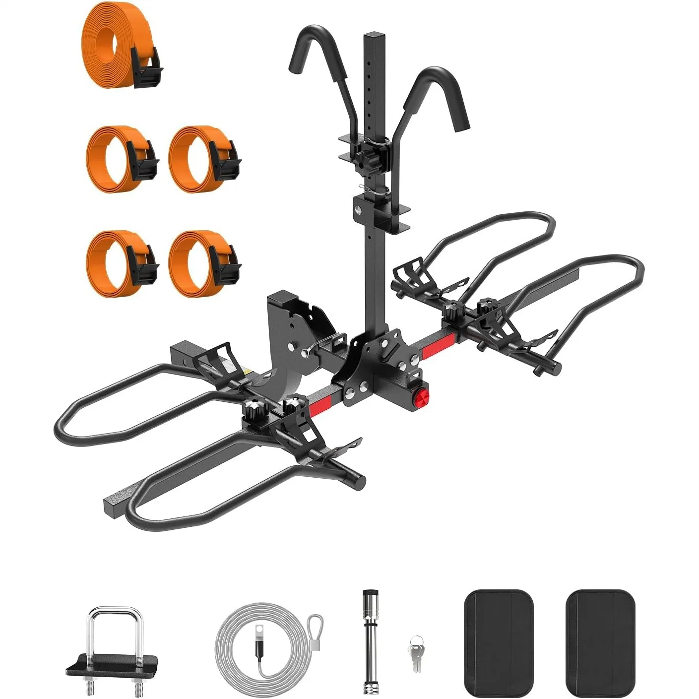 Ebike Rack for Tow Hitch, Heavy Duty 2 Bike Folding Bicycle Car SUV Racks for E Bike,Fat Tire and Standard, 2" Hitch Receiver