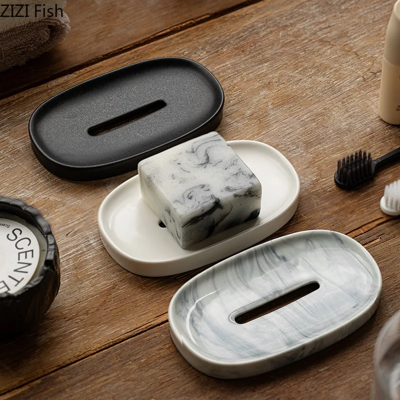 Jabonera de cerámica Simple, inodoro de Hotel, drenaje creativo, soporte para caja de jabón, organización nórdica de jabón, accesorios de baño para el hogar