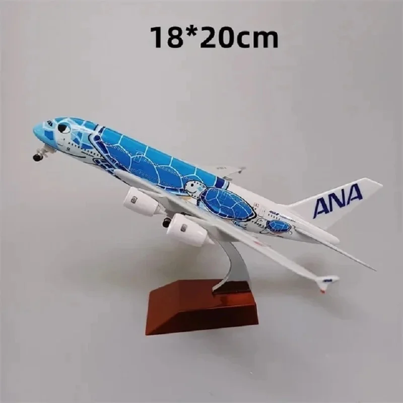 1:400 scala 20CM A380 ANA Cartoon Turtle airphones Aircraft con carrelli di atterraggio aerei pressofusi in lega modello giocattolo per collezioni