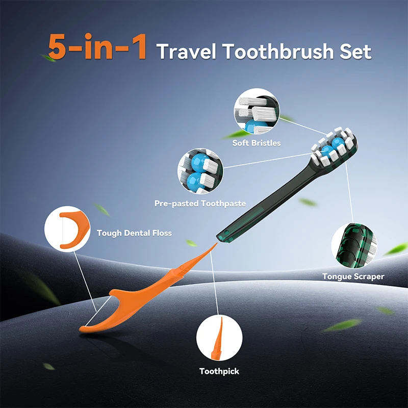 10Pcs/24Pcs/40Pcs Portable 5-In-1 Toothbrush Dental Floss for Oral Cleaning