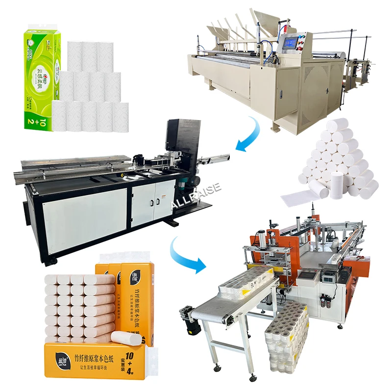 Good Quality Semi-automatic Jumbo Roll Rewinding Toilet Tissue Paper Making Machine With Slitting Machine And Embossing Machine