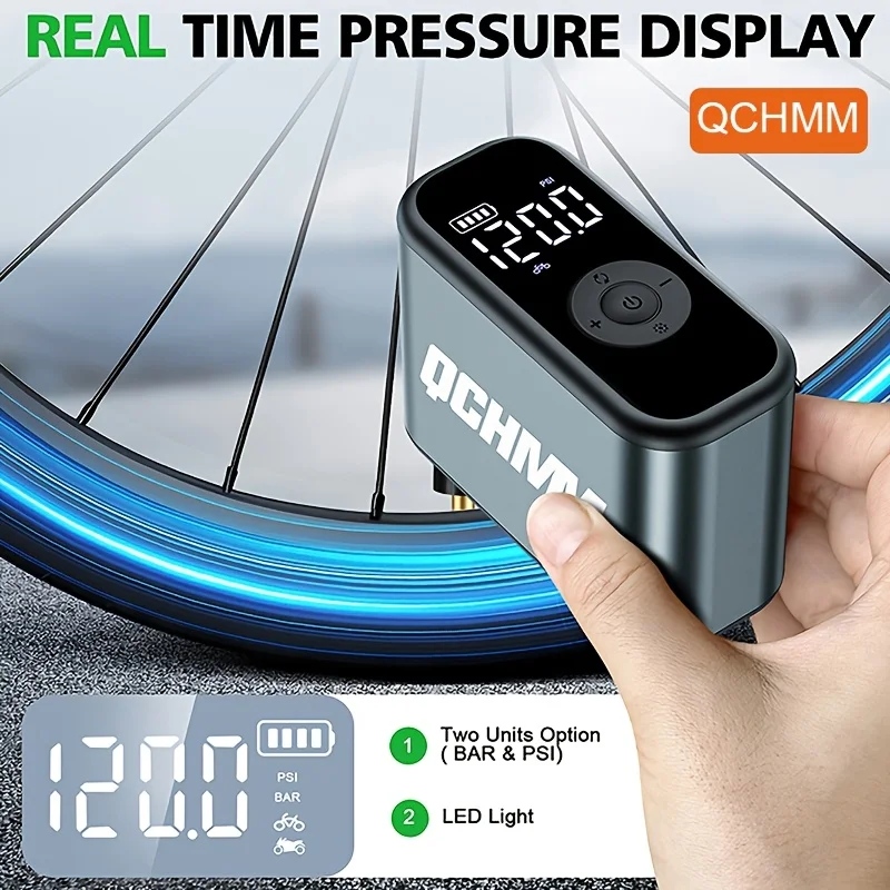 

Wireless Bicycle Floor Pump, Portable Electric Battery Air Pump, Mini Electric Air Pump, LED Lighting, USB Charging