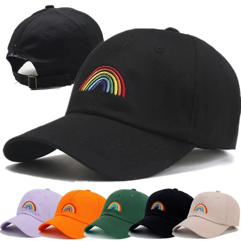 Rainbow Embroidered Soft Top Adjustable Duckbill Cap Outdoor Sports Fashion Casual Unisex Cross-Border Sun Hat