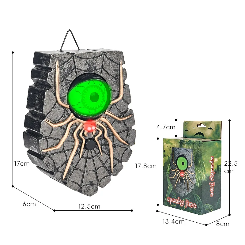 Halloween LED Glow Creative Scary Spider Doorbell Trick Glow Scary Props One Eye Doorbell Halloween Wall And Door Decorations