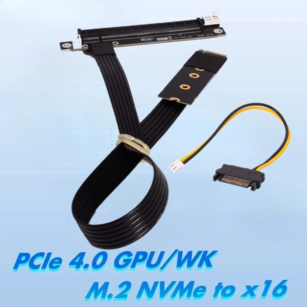 

Кабель-удлинитель ADT-Link M.2 NVMe на PCI-E 4.0 x16 Gen4 с кабелем питания SATA для майнинга, удлинительный кабель PCIe GPU для майнинга BTC WK