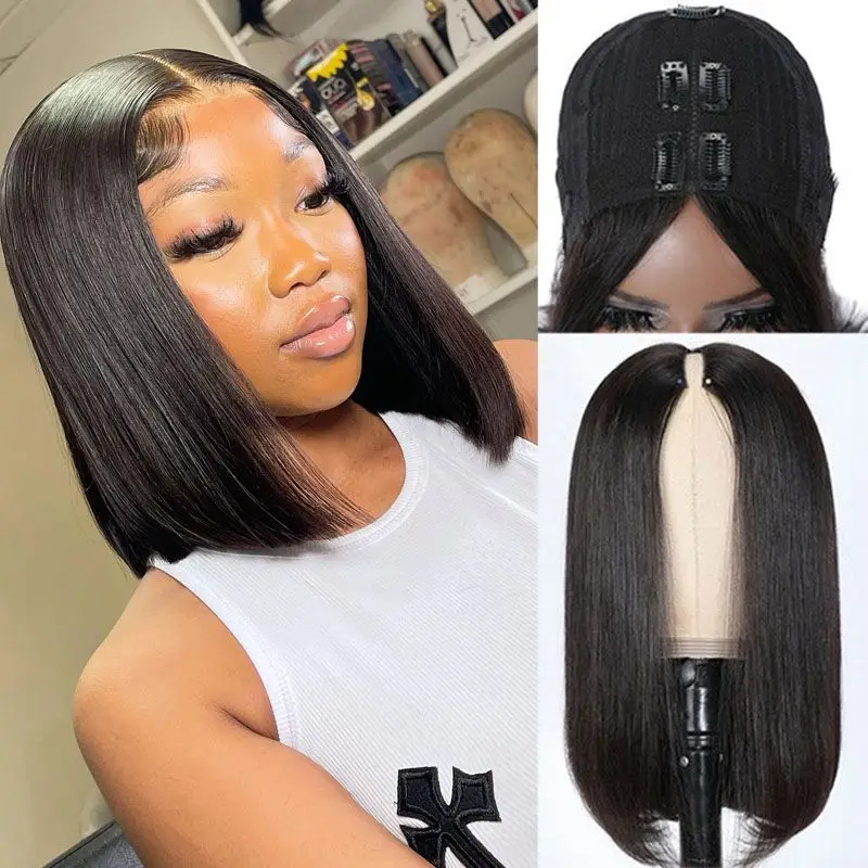 

Short Bob Wig V Part Wigs for Black Women Bob Wig Short Bob Straight Full Machine Made Wig Bob V Shape Wig