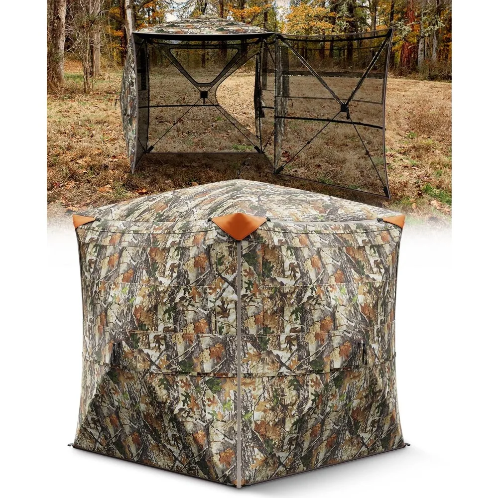 Tempat Persembunyian Berburu 360 Derajat dengan Pandangan Tak Terlihat untuk 2-3 Orang dengan Pintu Ayun dan Tas Jinjing, Tempat Berteduh Portabel yang Dapat Dilipat