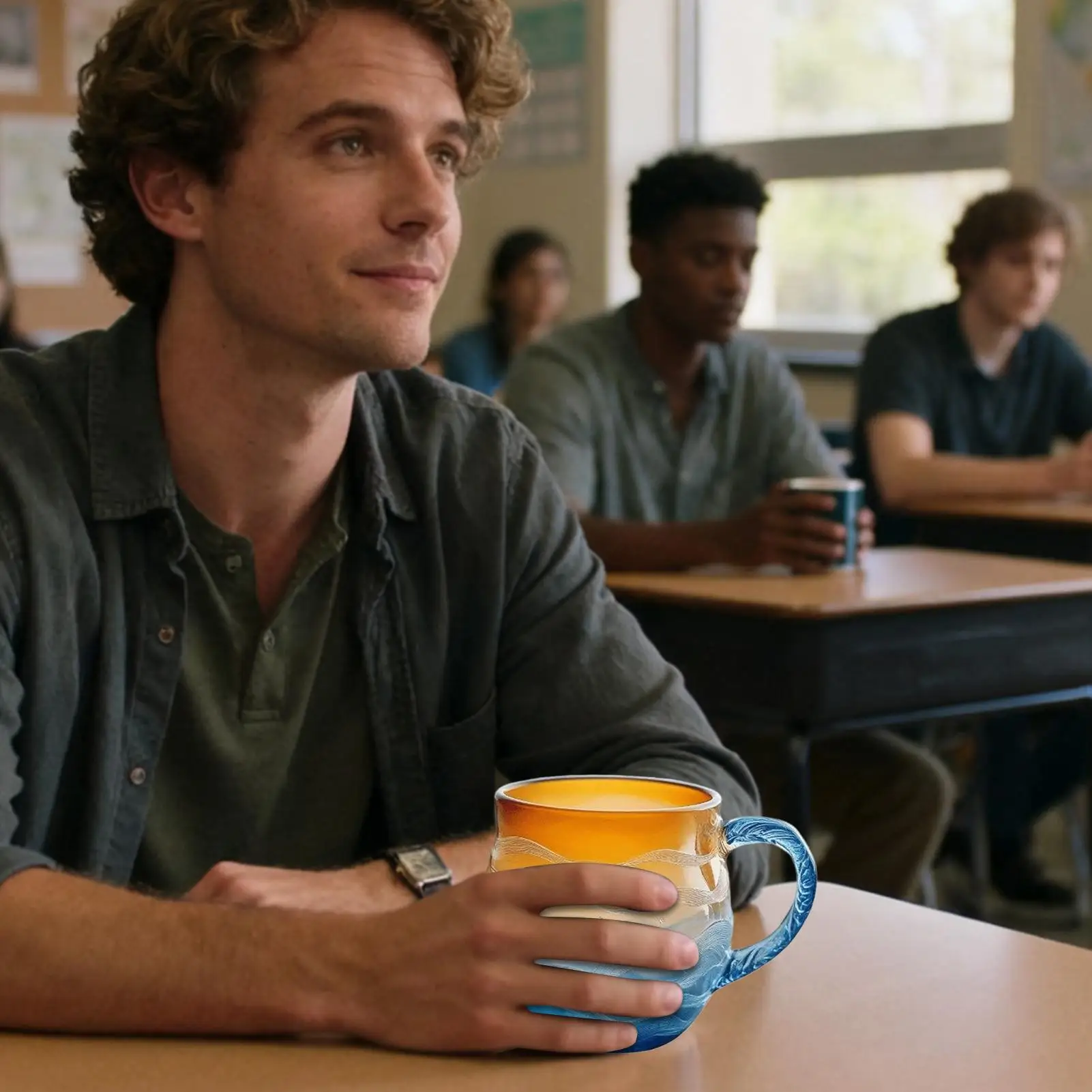 

Кофейная кружка, полимерная бутылка для воды с ручкой, закат, морской дизайн, забавные кофейные кружки для дома, кухни, офиса, пляжа, дома, для женщин, мужчин, взрослых