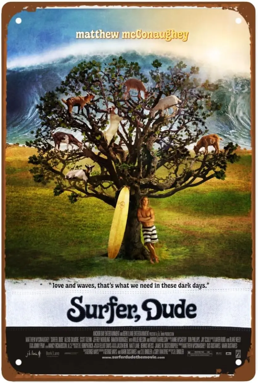 Surfer Dude Metal Wall Tin Sign art Movie Poster room decor Man Cave Retro Gift Vintage Decorations ;