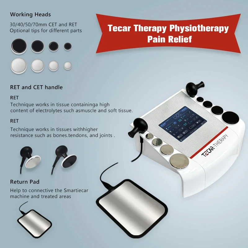 Máquina de diatermia de terapia Tecar, CET RET RF Indiba para rehabilitación deportiva, terapia Tecar para el dolor corporal