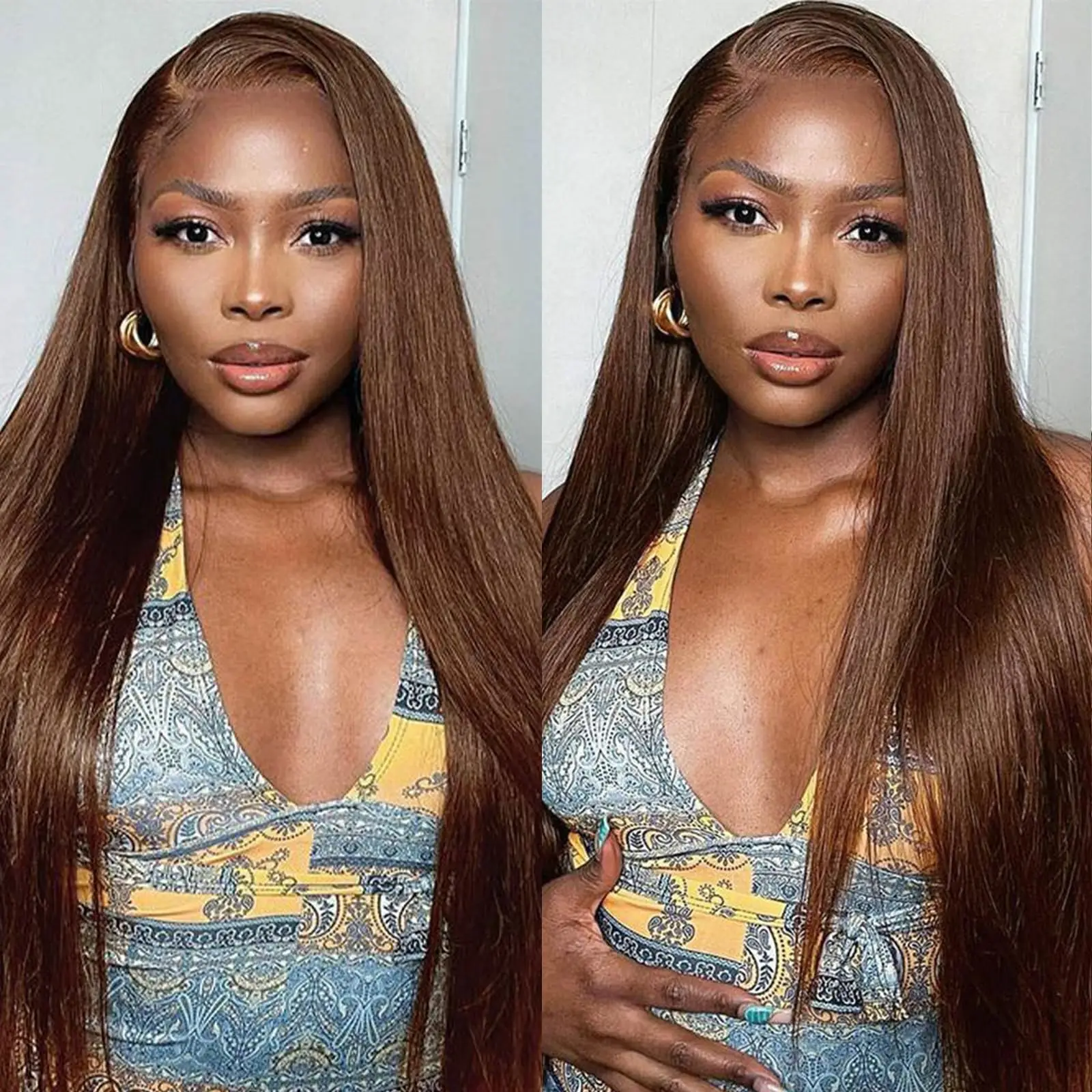 Bot Recht Chocoladebruin 13x4 HD Kant Frontale Pruiken 100% Vietnamese Ruwe Maagdelijke Haar Pre Geplukt Lijmloze Pruiken Menselijk Haar