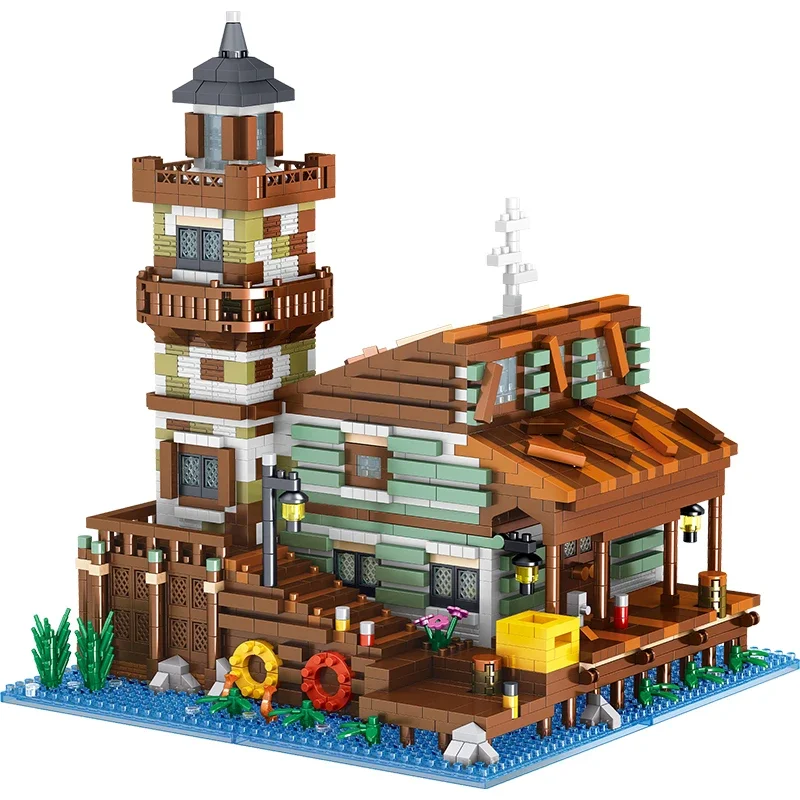 

2689Pcs Mini MOC City Street View Wharf Building Blocks Fishing Village Log Cabin Model Toy Bricks Adult Birthday Holiday Gifts