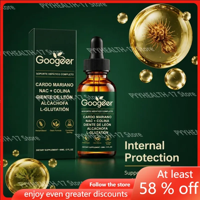 Liver Support Drops Multi-Herb Complex with Milk Thistle NAC + Choline, Dandelion & Artichoke Plus L-Glutathione for adult 60 ML