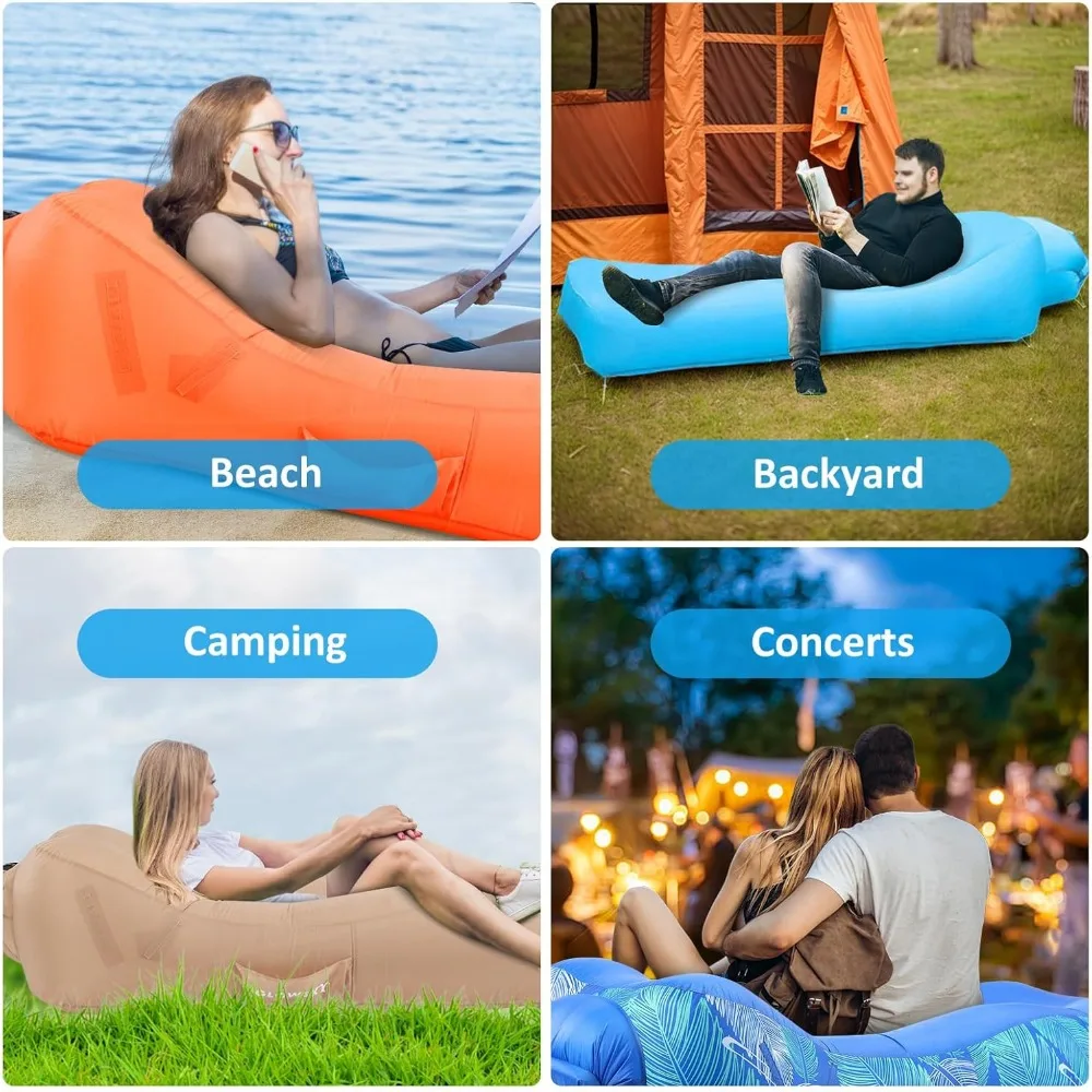 Sofá inflable con diseño único, tumbona de aire, cama de playa inflable con almohada, sofá inflable impermeable