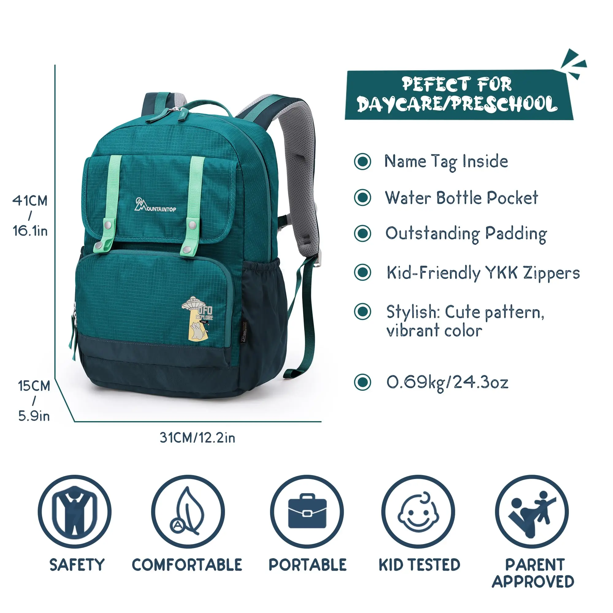 MOUNTAINTOP Kids Backpack 20L for Boys Girls Nylon School Backpack Durable Children Elementary Daypack