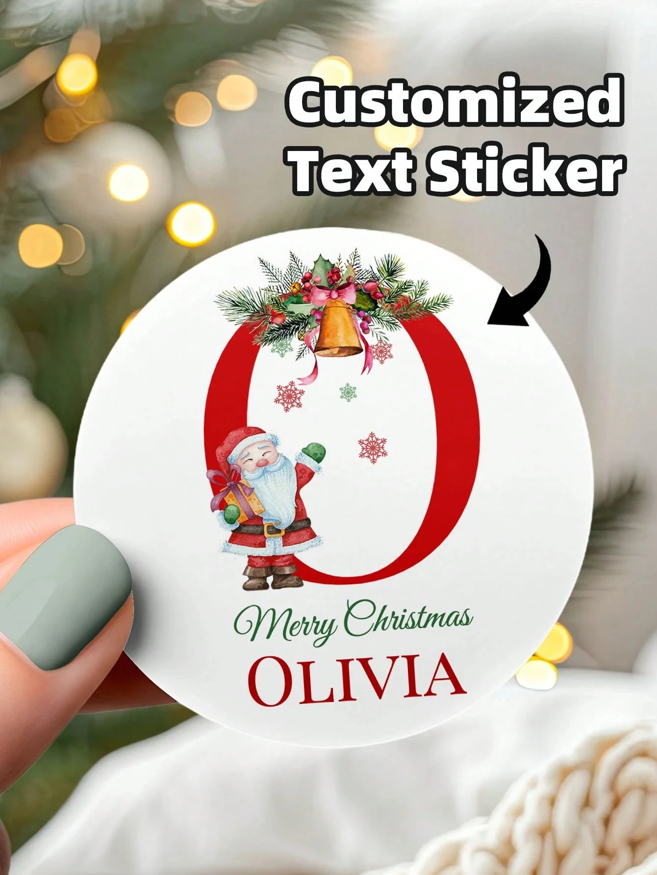 ملصقات أسماء شخصية 4-6 سم - ملصقات عيد الميلاد القابلة للتخصيص، ملصقات هدايا عيد الميلاد، زينة العطلات، هدايا الحفلات #2
