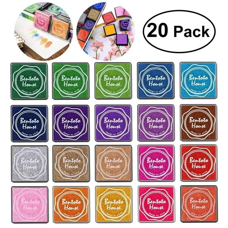 Ensemble de tampons encreurs multicolores, 20 pièces, pour peinture au doigt, bricolage artisanal, scrapbooking