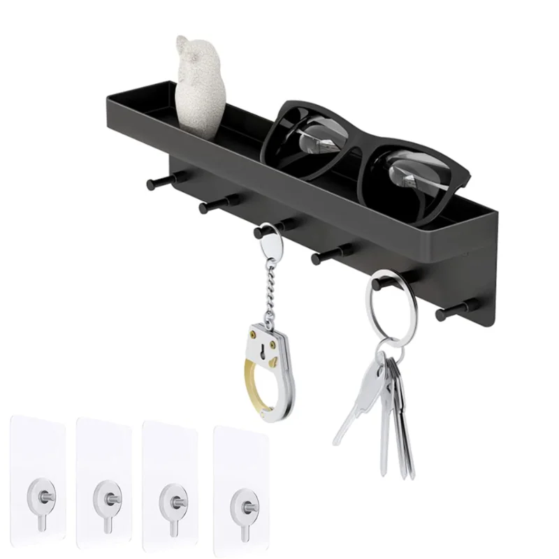 

Wall-Mounted Shelf Sundries Organizer Hanging Storage Key Rack Stand Home Decorative Storing Hanger Key Towel Holder Key Board