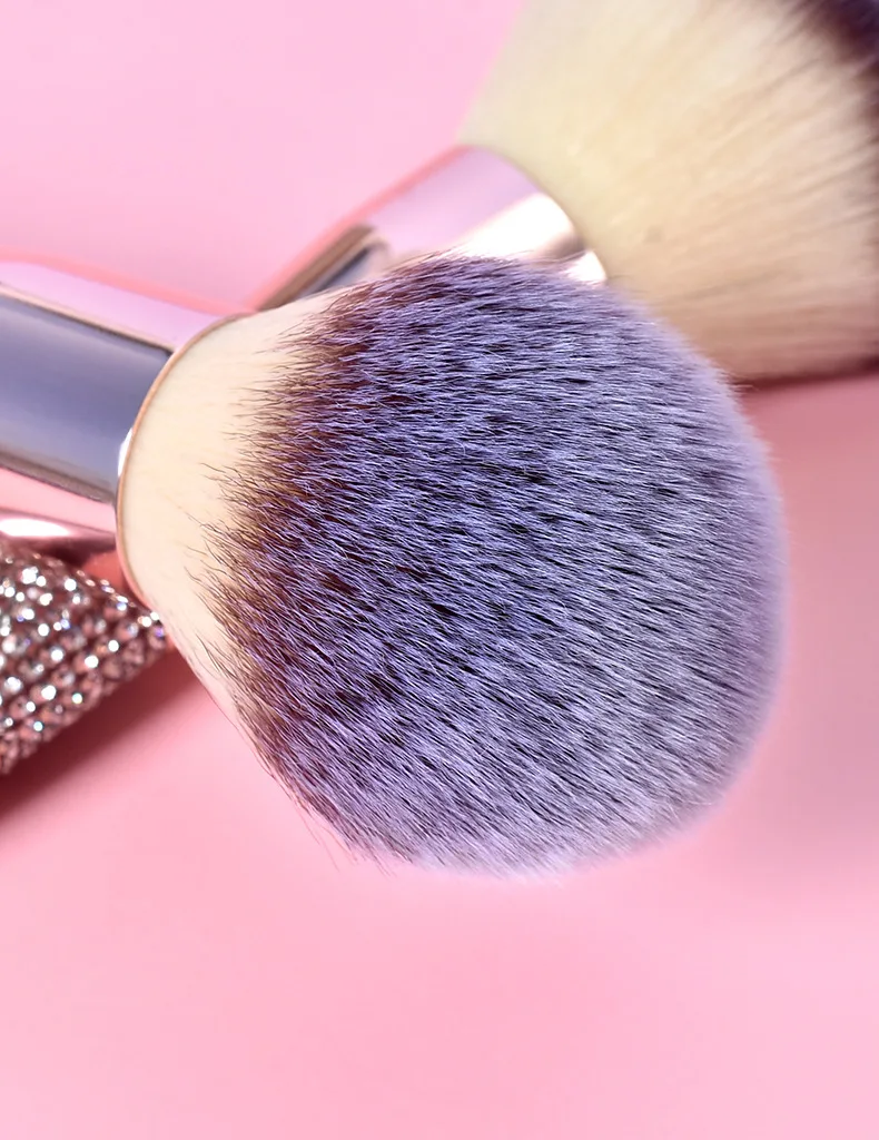 Pincéis de maquiagem de marca própria, 14 peças, ouro rosa, diamante, cabo de cristal, conjunto de pincéis de maquiagem, base, sombra, ferramenta de mistura