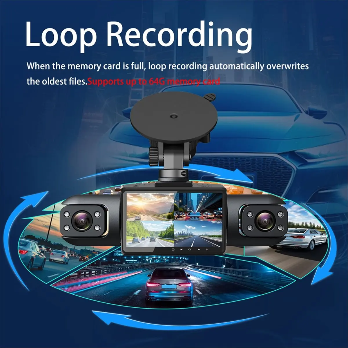 (A99Z] Car DVR Camera 1080P 4-Lens Inside Vehicle Dash Cam 4 Way Camera Recorder Video Registrator Dashcam Camcorder