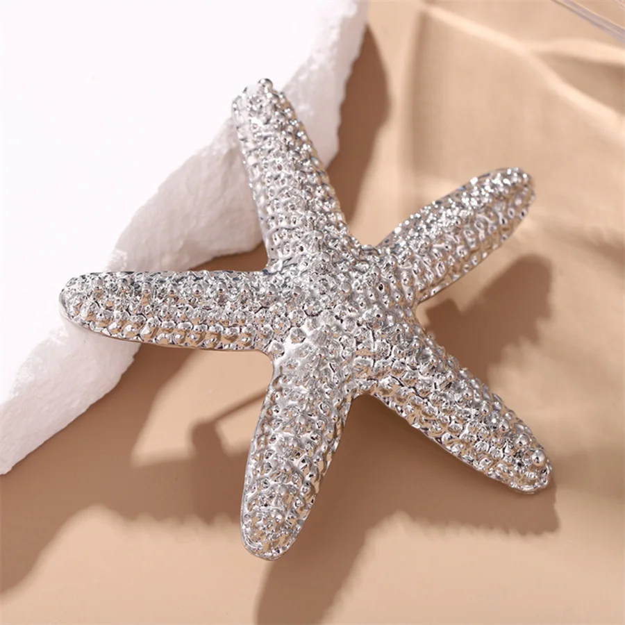 New Arrival Creative Women Men Fashion Matte Alloy Sea Star Brooch Badges Elegant Unisex Simple Design Accessories Pin