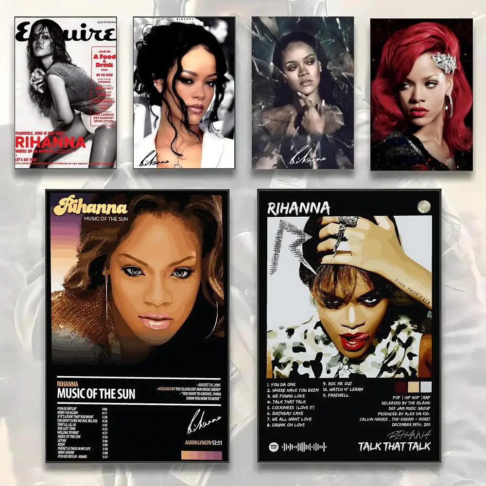 R&B Pop Singer R-Rihanna Painting Calligraphy Modern Canvas Wall Art Prints for Living Room Decor | Wall Decals