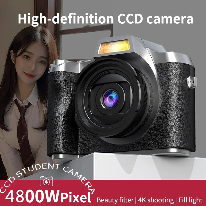 

Студенческая цифровая камера 4K CCD, 48 МП, портативная камера для видеоблогов, 32 ГБ, 2,4-дюймовый HD-экран для фотографии и видео со вспышкой