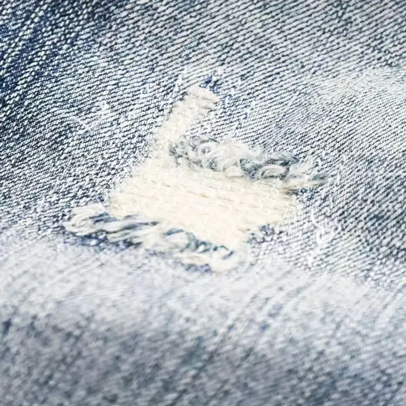 Street Fashion Men Jeans High Quality Retro Blue Stretch Slim Fit Ripped Jeans Men Patched Designer Vintage Denim Pants Hombre