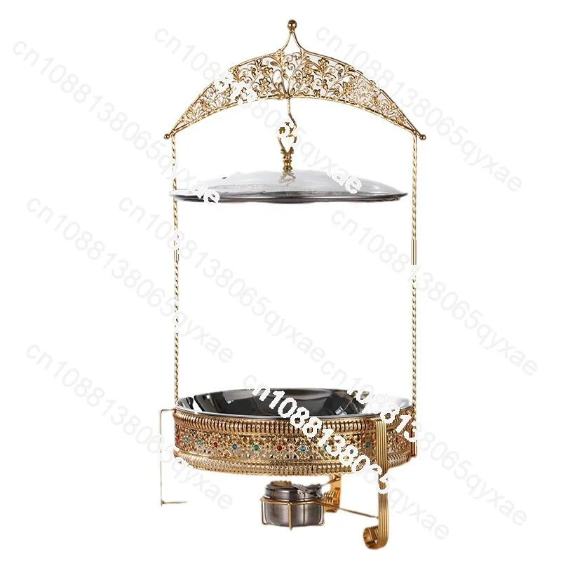 

Stainless steel buffet stove high-end restaurant alcohol heating gold hollow hanging stove food heater