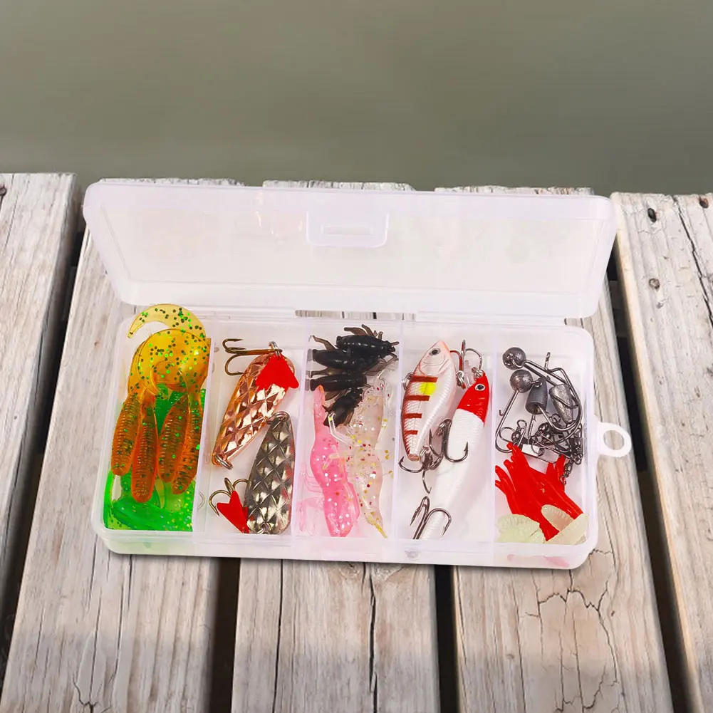 مجموعة طُعم صيد السمك مكونة من 45 قطعة، مجموعة طُعم ناعمة وصلبة مع صندوق معالجة لملحقات أدوات معالجة كرنك باس بايك #3