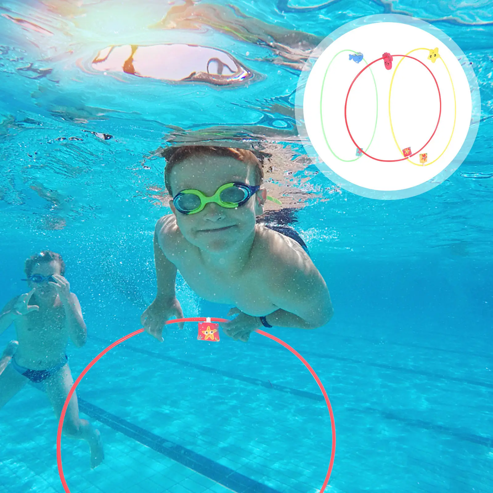 

Набор из 3-х кольцевых палочек для дайвинга, детские кольца для плавания, тренировочные обручи для бассейна, для вечеринок у бассейна, летних водных игр, кольца для дайвинга