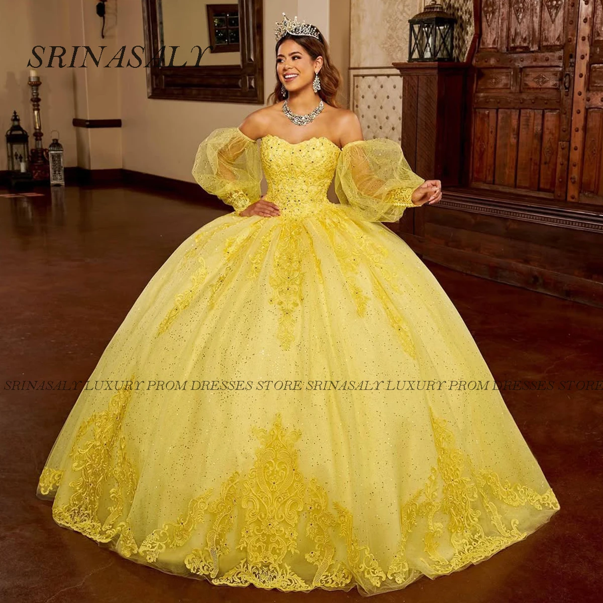 

Luxury Shiny Quinceanrea Dress Lace Applique Beads Sweet 15 16 Flowers Birthday Party Gown 2025 Mexican Vestidos De 15 Anos