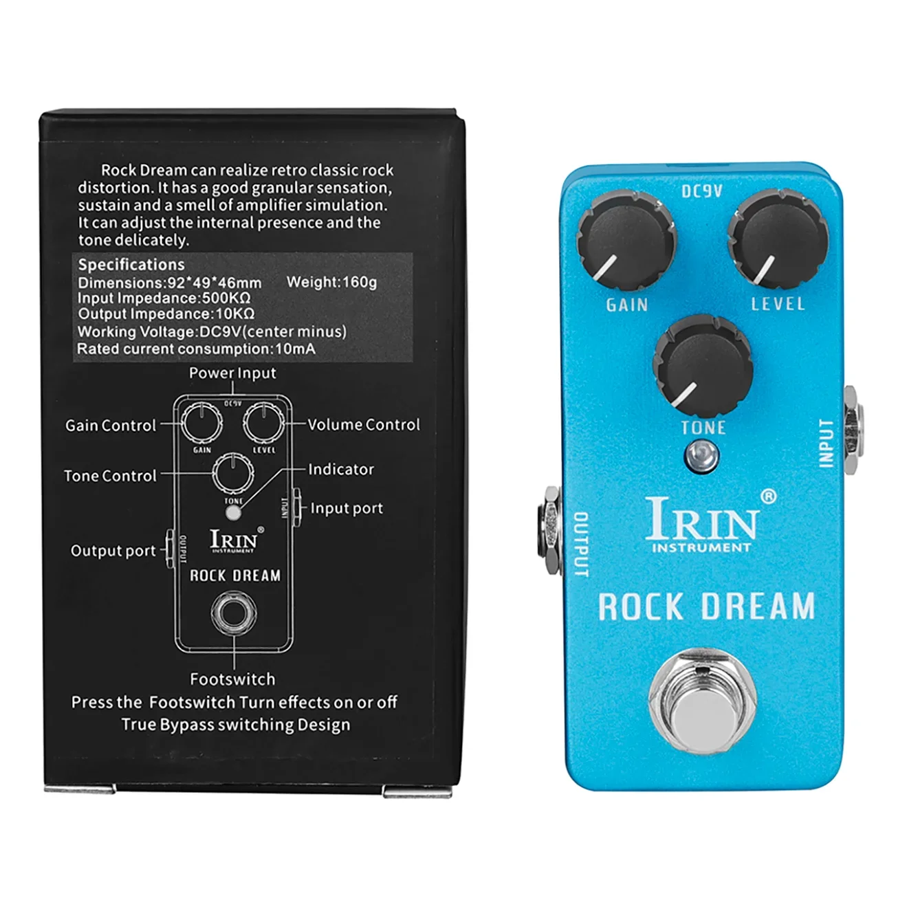 RS-03 Rock Dream Classic Rock Distortion Pedal Amp-Like Vintage Overdrive with Presence/Tone Controls True Bypass Mini Stompbox