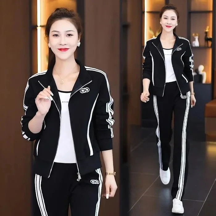 

Casual Zipper Open Cardigan Long Pants Thin Two-Piece Set for Women Fashionable Anti-Aging Spring Autumn New Style Streetwear