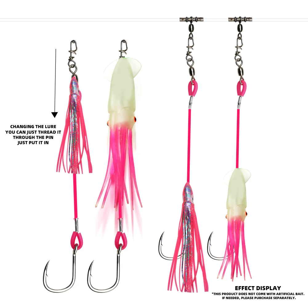 ZYZHE 1/2 Stück Deep Drop Rigs, vorgebundene High-Low-Rigs mit abnehmbaren Stahlhaken, verbindbare Kunstköder-Meeresangelrigs – Detail 11