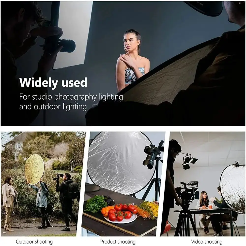 New Portable 2/5in1 Photography Reflector Collapsible Outdoor Reflector Panel Round Soft Light Polishing Plate Photo Studio