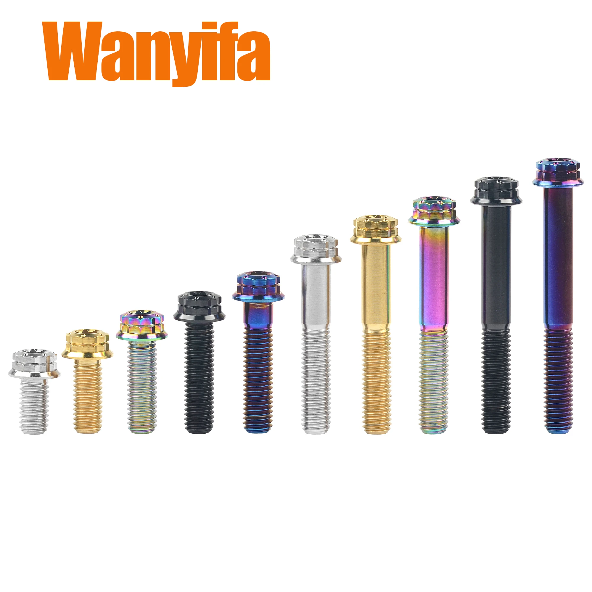 Wanyifa Titanium Bolts MTB Fasteners M8x30/35/40/45/50mm Flange Head Torx Sleeve Ti Screws for Bicycle Accessories 4Pcs