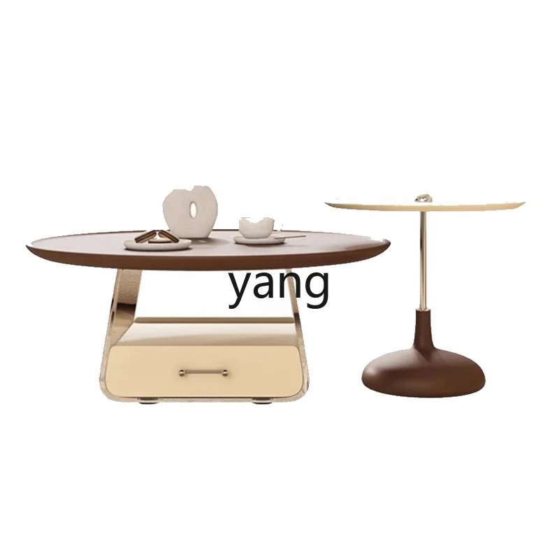 XC Cream Style Living Room Household Light Luxury Premium Acrylic Round Coffee Table