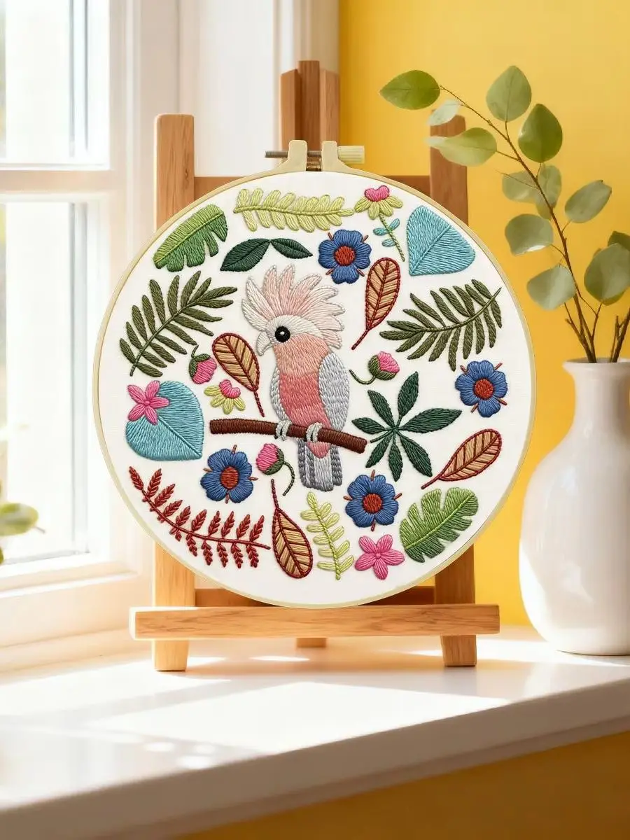 1 Stück 20X20CM/15X15CM 7,87/6,3 Zoll Schönes Vogel-Stickerei-Starter-Kit DIY-Kit DIY-Stickerei-Set Handarbeiten Nähkunst – Detail 6