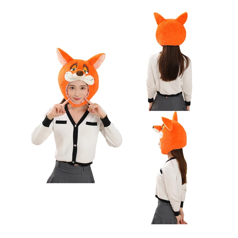 Fox Plush Hat cosplay Costume Prop Female Cap Girl Soft Headgear Halloween Carnival Party Suit Accessories Gifts