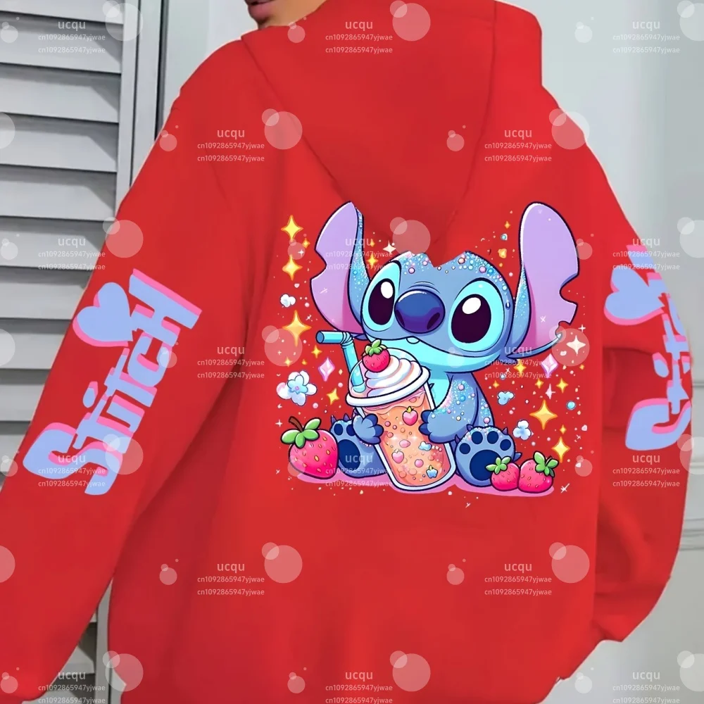 

2025 autumn Cartoon Fun Stitch Print Women's Graphic Hoodie Hooded Sweatshirt Hooded All-Match Hoodie Females women Clothing
