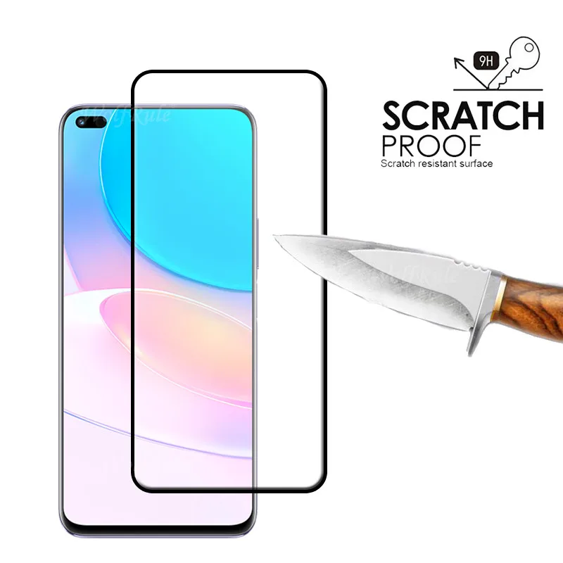 Kaca Cover penuh untuk Huawei Nova 8i kaca Huawei Nova 8i kaca Tempered pelindung layar HD 9H penuh kaca lensa Huawei Nova 8i