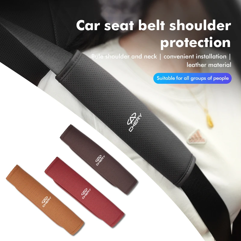 1PCS Car Seat Belt Cover Adjustable Leather Safety Shoulder Pad For Chery Tiggo 5 2 3 7 PRO 8 5X Amulet IQ QQ Fulwin Face