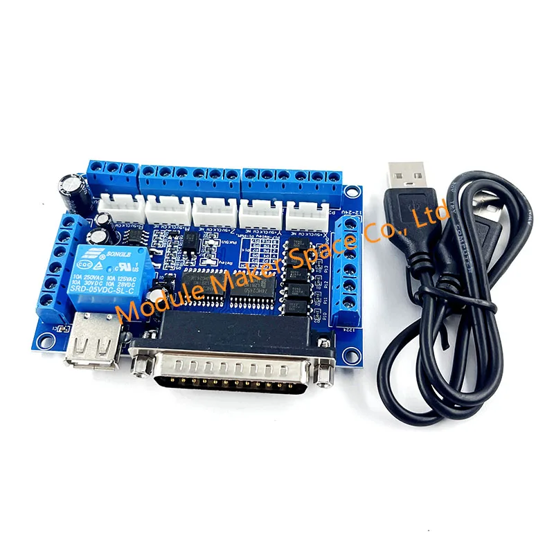 Placa de ruptura CNC de 5 ejes MACH3, módulo controlador de Motor paso a paso, optoacoplador, placa de máquina de grabado aislada, 12V-24V con Cable USB